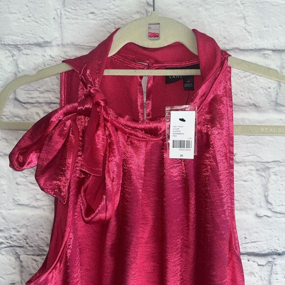 Lane Bryant Women’s NWT Feminine Chic Tie Neck Satin Halter Tank Size 20 - Picture 2 of 12